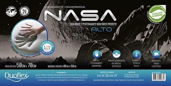 Travesseiro Nasa-x Alto - Viscoelástico 50x70cm - Duoflex - Imagem 2