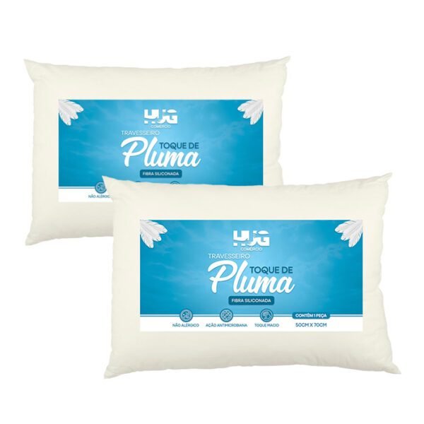 Kit 02 Travesseiros Toque Pluma 70x50 Médio Percal