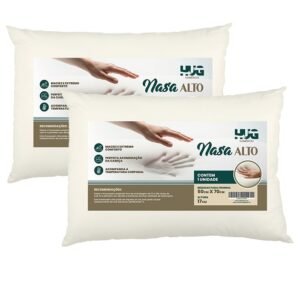 Kit 2 Travesseiros Viscoelástico Hug Nasa Alto 17 Cm