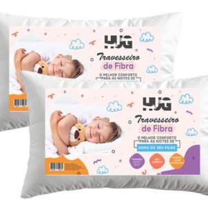 Kit 2 Travesseiros De Fibra Infantil Lavavel Antialergico
