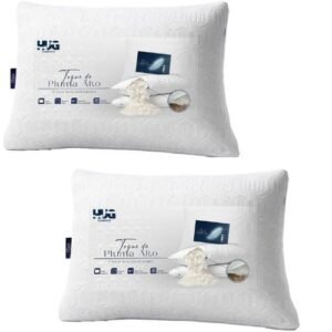 Kit 2 Travesseiros Toque Pluma Alto Regulavel Capa Premium